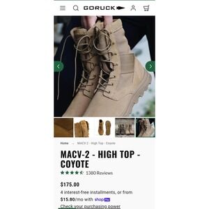GORUCK MACV-2 High Top Coyote Suede TacticalRuckingBootsMens 12 NEW 809-12000201